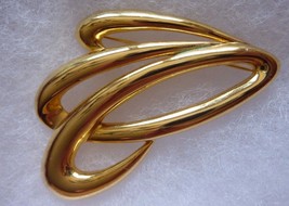 Vintage Signed M.LENT Goldtone Pin Brooch Modernist - £9.50 GBP