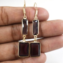 Handmade Sterling Silver Amethyst Square Shape Silver/Gold/Rose Plated Earrings - £18.92 GBP+