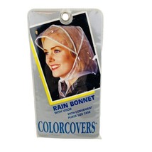 ColorCovers Rain Bonnet with Visor PINK Trim 1998 NOS Ladies Hair Cover Vintage - £11.60 GBP