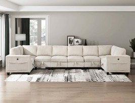 8-Pc Modular Sectional w/ Storage, Pockets &amp; Charger - Beige - £1,572.81 GBP