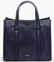 Fossil Kingston Satchel Dark Blue Leather &amp; Suede SHB3046545 NWT $230 Re... - £82.29 GBP