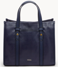 Fossil Kingston Satchel Dark Blue Leather &amp; Suede SHB3046545 NWT $230 Retail Y - £80.77 GBP