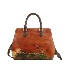 Women&#39;s Bag Retro Genuine Leather Shouder Bags For Women New Handmade Em... - $140.81