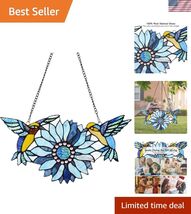 Mothers Day Sunflower Hummingbirds Gifts Stained Glass Window Hangings S... - $68.10