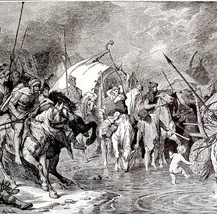 German Teutones Entering Gaul For War 1913 Plate Print 2 Page History DW... - $39.99
