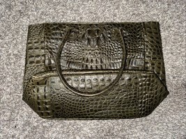 MAURIZIO TAIUTI Avocado Green Croc Embossed Large Leather TOTE Bag Purse - $44.55