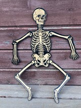Vintage H E Luhrs Halloween Jointed Skeleton Diecut Wall Hanging Decoration 23&quot; - £31.80 GBP