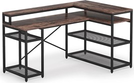 Tribesigns L Shaped Desk, Computer Desk With Monitor Stand, Industrial Home - £193.82 GBP