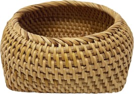 Hand Woven &#39;Round Top, Square Base&#39; Wicker Organizer Basket, Multi-Use, Medium - £26.88 GBP