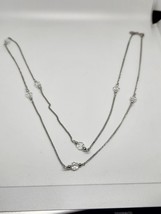 Vintage Avon 1977 30&quot; Long Silver Plate &amp; Crystal Bead &quot;Crystalique&quot; Necklace - £9.75 GBP
