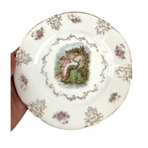VTG ZS &amp; Co Bavaria Lady With Cupid Decorative Porcelain Plate 7&quot; Cherub... - $22.49