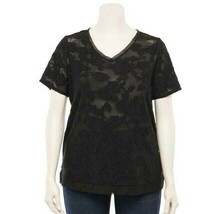 0X Plus Size EVRI Black Textured Tee Shirt Top - £23.77 GBP