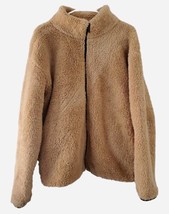 PINK Victoria’s Secret Teddy Sherpa Jacket Women’s Large Brown Full Zip Coat - £15.68 GBP