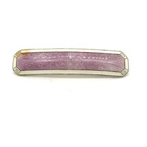 Antique Signed Sterling Carved Victorian Art Deco Purple Enamel Guilloche Brooch - £48.08 GBP