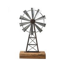 Farmhouse Windmill Table Top Decor Metal Galvanized Vintage Desk And Shelf,Decor - £49.16 GBP
