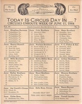 1944 CIRCUS DAY ROUTE CARD (June 11) Ringling-Barnum Bailey Hugo Beatty-... - £10.27 GBP