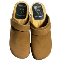 Vollsjo Women&#39;s 38 (US 8) Genuine Leather Wooden Clogs Made in EU in Lig... - $39.59