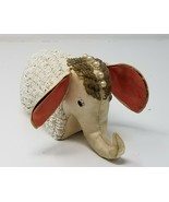 Figurine Elephant Fabric Beaded Large Ears Long Trunk Vintage Handmade  - £11.86 GBP