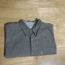 Columbia Mens Oxford Shirt Brown Black Striped Front Pocket Long Sleeve ... - $277.73 MXN