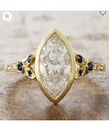 3 Cts Marquise Shape E/VS1 Lab Grown Diamond &amp; Blue Sapphire Engagement ... - $4,086.30 CAD