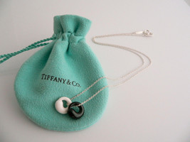 Tiffany & Co Silver Black Jade White Chalcedony Eternal Circle Necklace Gift - $848.00