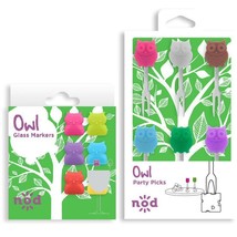 Nod Owl Wine Glass Markers &amp; Party / Hors d&#39;oeuvre Picks - Set of 12 - €11,32 EUR