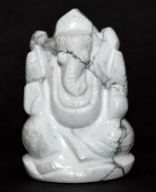 Lord Ganesha Idol In Natural Howlite Gemstone - $84.15