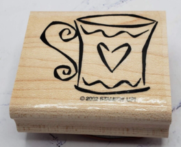 Stampin&#39; Up! Coffee Cup with Heart Logo Wood Mounted Rubber Stamp - £2.32 GBP