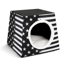 Mondxflaur American Flag Stars Cat Beds for Indoor Cats Cave Bed 3 in 1 Pet Hous - £26.09 GBP