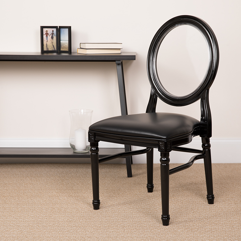 Transparent Back Black Chair LE-B-B-C-MON-GG