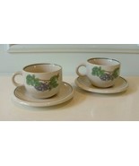 2 Epoch Wholesome Coffee Cup & Saucer Sets Stoneware Fruit Leaves Discontinued - £9.35 GBP
