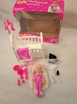 1994 Mattel Kelly Baby Sister of Barbie Play Feed Dress Sleep Crib  #12489 - £26.98 GBP