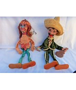 2 VINTAGE STRING PUPPETS  AMERICAN NATIVE INDIAN / MAN w BOTTLE &amp; GUITAR... - $24.70