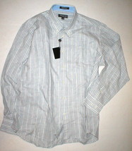 New Mens L NWT Guy Laroche Homme France Designer Shirt White Blue Stripe... - $177.21