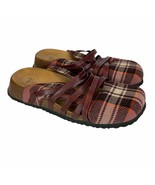 Think! Clogs Womens 8 8.5 Plaid Leather Strappy Comfort Slides Shoes San... - £62.83 GBP