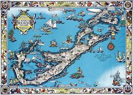 Bermuda Islands - Ships Atlantic Ocean - 1930 - Pictorial Map Poster - £26.31 GBP
