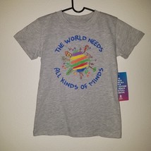NWT Autism Speaks Gray Tee Youth XS 4/5 Boy Girl World Needs All Kinds of Minds - £9.89 GBP