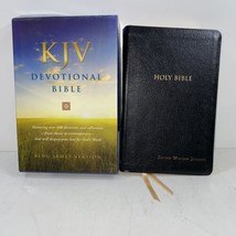 Kjv Devotional Bible Black Leather Bound Red Letter In Box - £55.94 GBP