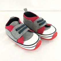 Total Toddler Boys Sneakers Slip On Canvas Gray Red US Size 4 - $9.74