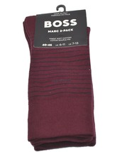 Hugo Boss Men&#39;s Italy 2 pack Burgundy Striped Finest Cotton Socks  One S... - £24.42 GBP