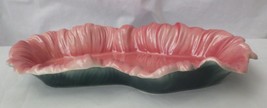 Vtg MCM OVAL RUFFLE PLANTER CONSOLE BOWL FIGURINES PINK/GREEN - $50.00