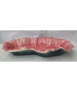 Vtg MCM OVAL RUFFLE PLANTER CONSOLE BOWL FIGURINES PINK/GREEN - £39.91 GBP