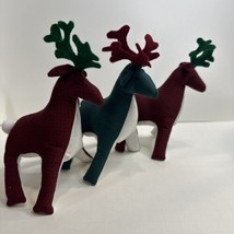 3 Vintage Reindeer Decor Display Christmas Red Green Handmade Holiday Gr... - $21.99