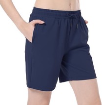 Women Bermuda Shorts with Deep Pockets Buttery Soft Yoga Lounge (Navy,Size:L) - £18.66 GBP