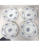4 Noritake Japan Violette 3054 Rim Soup Plates Bowl 8” Nice Shape Purple Violets - $24.26
