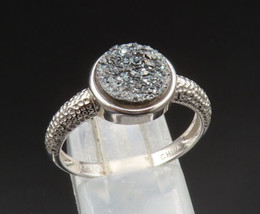 925 Sterling Silver - Vintage Druzy Hammered Texture Ring Sz 9 - RG24871 - £25.45 GBP