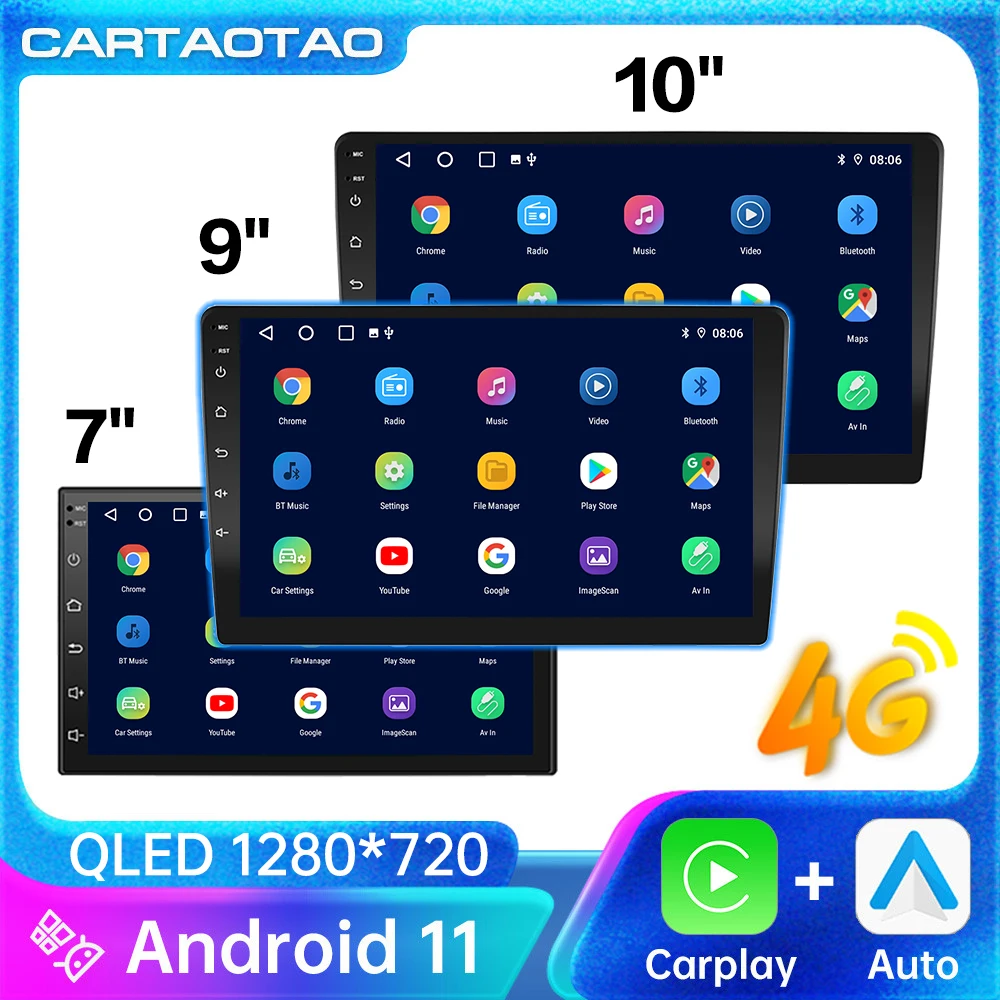Android 11 CarPlay car radio Android Auto GPS multimedia player 2 DIN un... - £54.50 GBP+