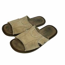 Gotcha Mens Size 13 Beige Canvas Slide Sandals Slip On Comfort Casual - £17.84 GBP
