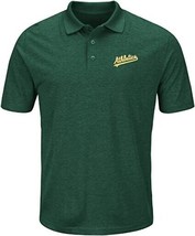 Majestic Oakland Athletics Endless Flow Cool Base Polo Shirt, Heathered Green, S - £22.20 GBP