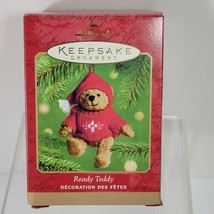 2001 Hallmark Keepsake Ornament Ready Teddy Bear Christmas Plush Jointed w/ Box - £10.41 GBP